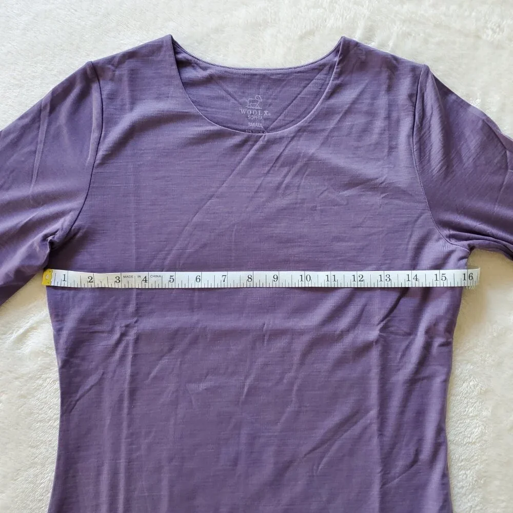 Woolx Sophia Bodysuit Merino Wool Blend Purple Small - Picture 5 of 10